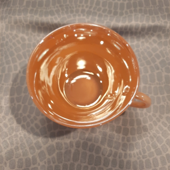 Vintage Anchor Hocking Fire King Peach Lustre Cup & Saucer Set ~ 3 Bands Pattern - Picture 7 of 9